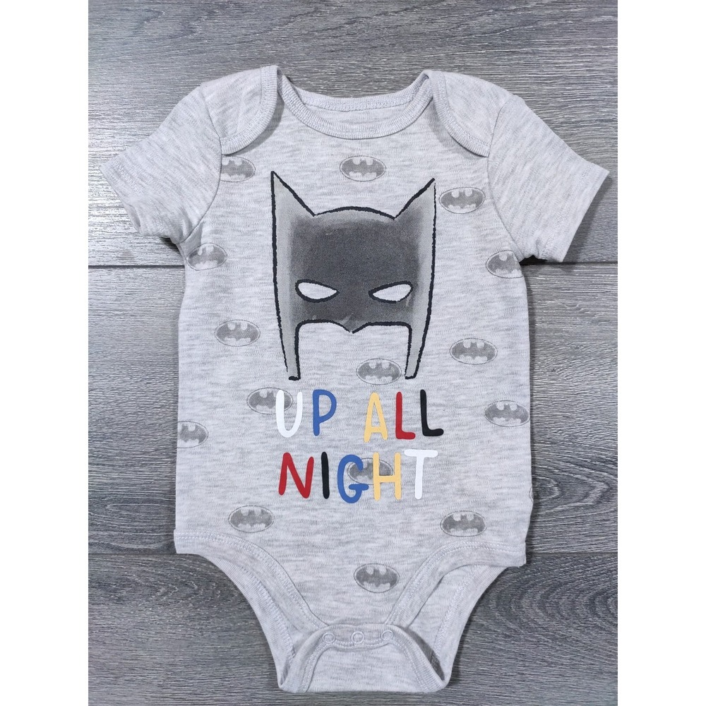 DC Comics Batman Up All Night Baby Boys Gray Superhero Creeper Outfit 18 Months